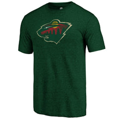 Minnesota Wild Distressed Logo Tri-Blend T-Shirt Green