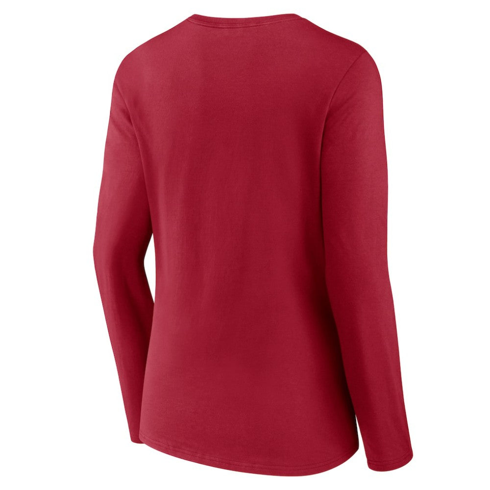 Montreal Canadiens Women's Primary Logo Long Sleeve V-Neck T-Shirt Red