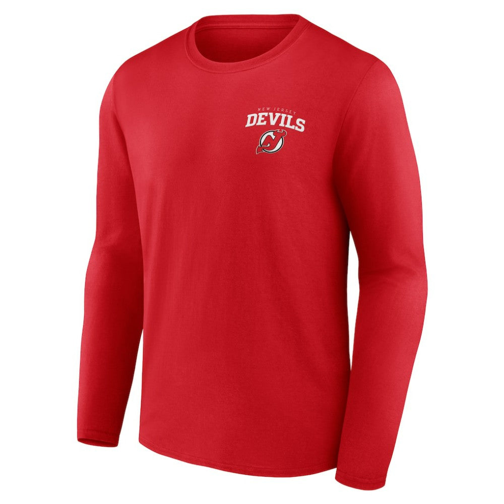 New Jersey Devils Team Lockup Long Sleeve T-Shirt Red