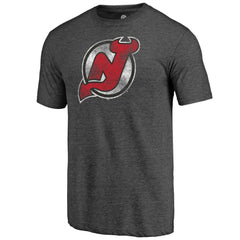 New Jersey Devils Distressed Tri-Blend T-Shirt Charcoal
