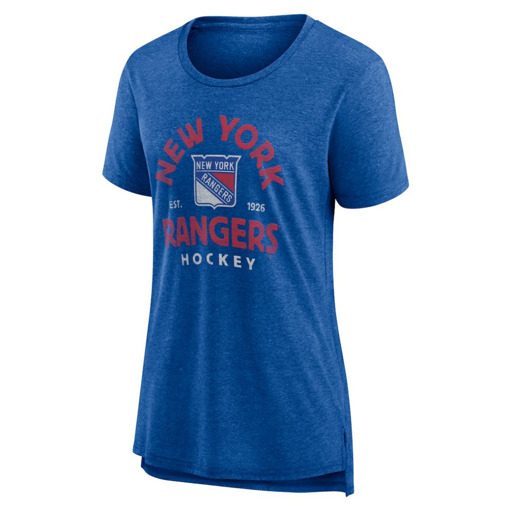 New York Rangers Women's Vintage Arch Tri-Blend T-Shirt Blue