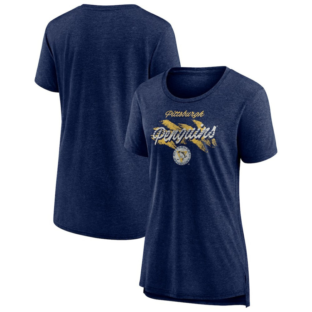 Pittsburgh Penguins Women's Hit the Ice Tri-Blend T-Shirt Navy