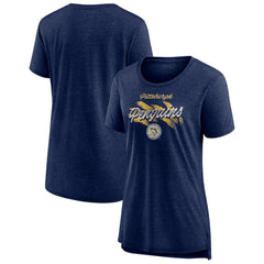 Pittsburgh Penguins Women's Hit the Ice Tri-Blend T-Shirt Navy