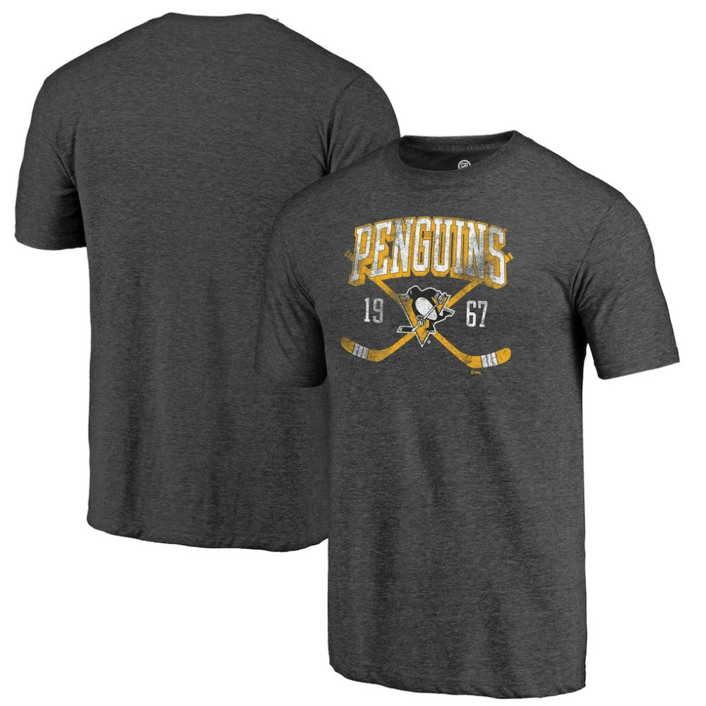 Pittsburgh Penguins Line Shift Tri-Blend T-Shirt Charcoal