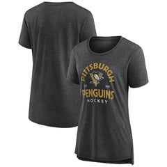 Pittsburgh Penguins Women's Vintage Arch Tri-Blend T-Shirt Gray