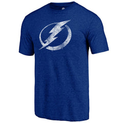 Tampa Bay Lightning Distressed Logo Tri-Blend T-Shirt Blue