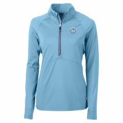 New York Mets Cutter & Buck Women's Raglan Adapt Eco Knit Stretch Recycled Half-Zip Top Powder Blue