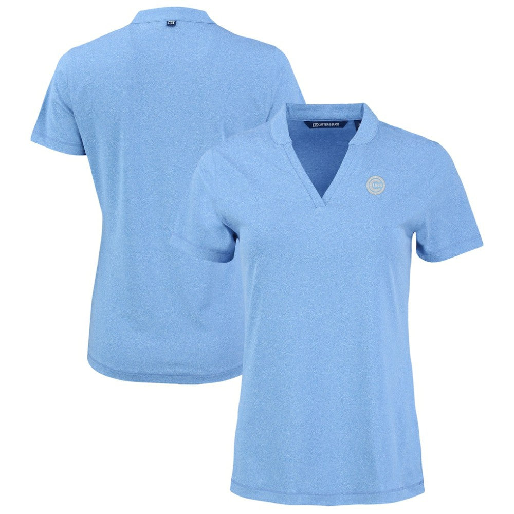Chicago Cubs Cutter & Buck Forge Heathered Stretch Blade Top Heather Powder Blue