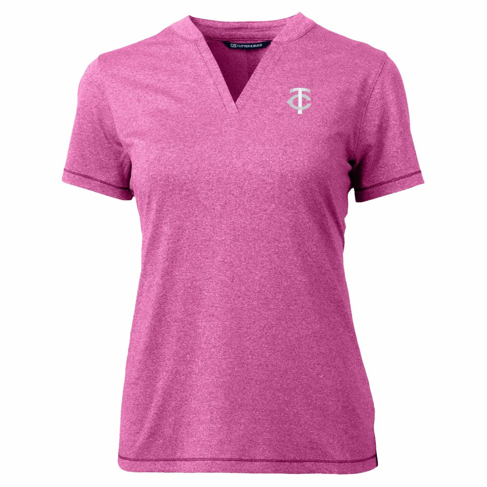 Minnesota Twins Cutter & Buck Forge Heathered Stretch Blade Top Light Pink