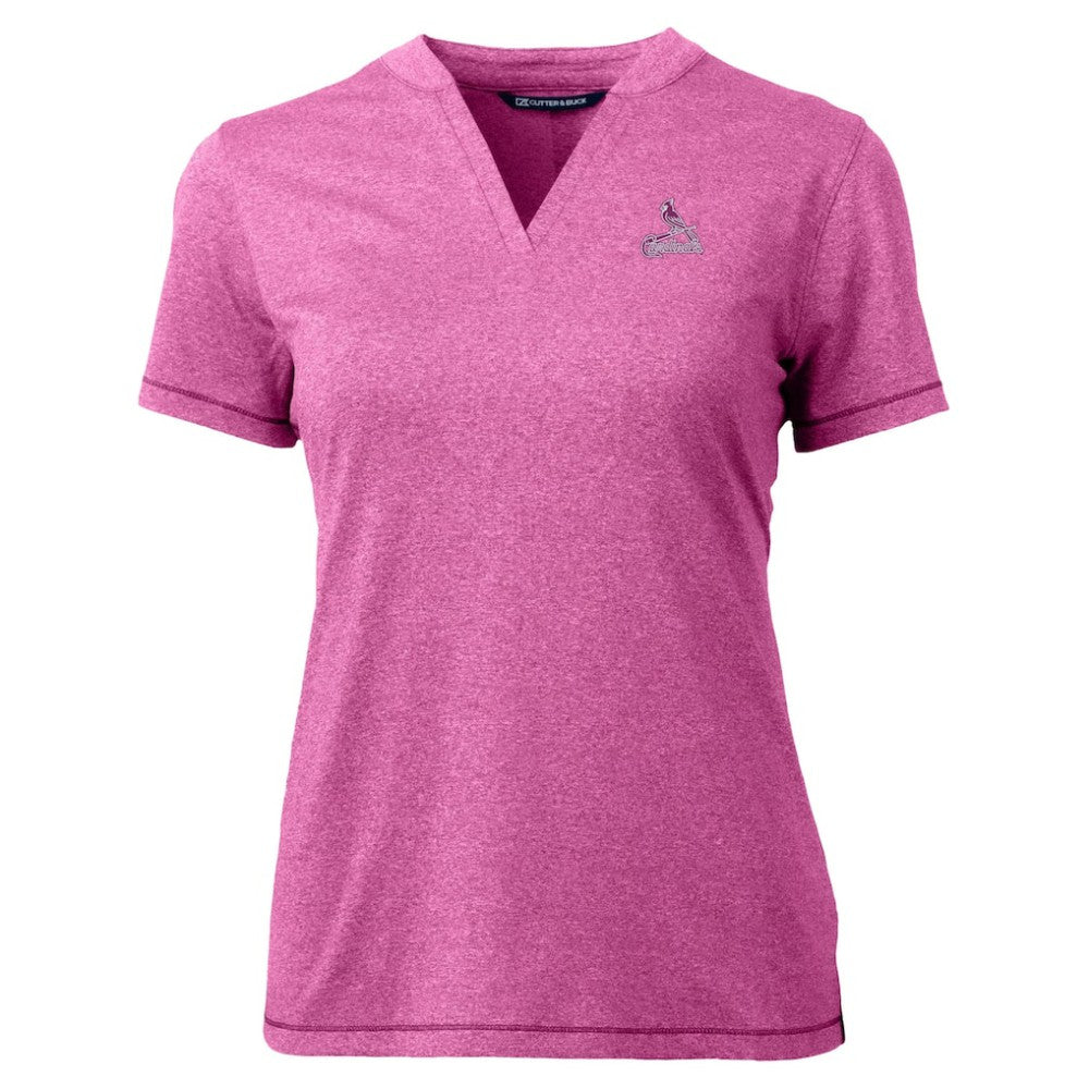 St. Louis Cardinals Cutter & Buck Forge Heathered Stretch Blade Top Light Pink