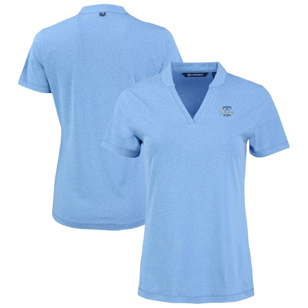 Philadelphia Phillies Cutter & Buck Forge Heathered Stretch Blade Top Heather Powder Blue