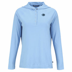 Cincinnati Reds Cutter & Buck Women's Coastline Epic Comfort Eco Recycled Long Sleeve Hoodie T-Shirt Powder Blue