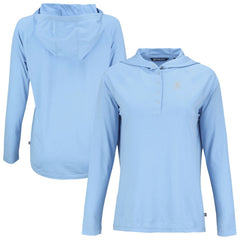 Detroit Tigers Cutter & Buck Women's Coastline Epic Comfort Eco Recycled Long Sleeve Hoodie T-Shirt Powder Blue