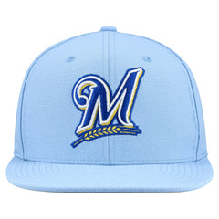 Milwaukee Brewers Cooperstown Collection Basic Flip Snapback Hat Powder Blue | Mitchell & Ness
