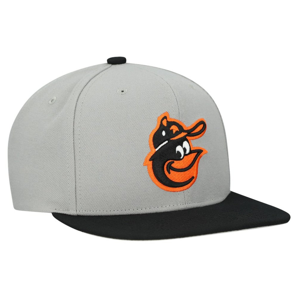Baltimore Orioles Cooperstown Collection Basic Flip Snapback Hat Gray | Mitchell & Ness
