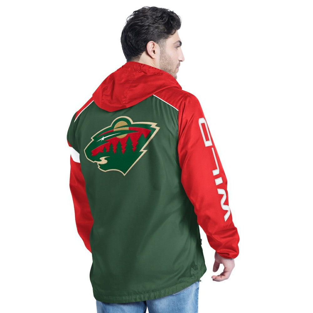 Minnesota Wild G-III Sports by Carl Banks Lateral Half-Zip Hoodie Jacket Green/Red
