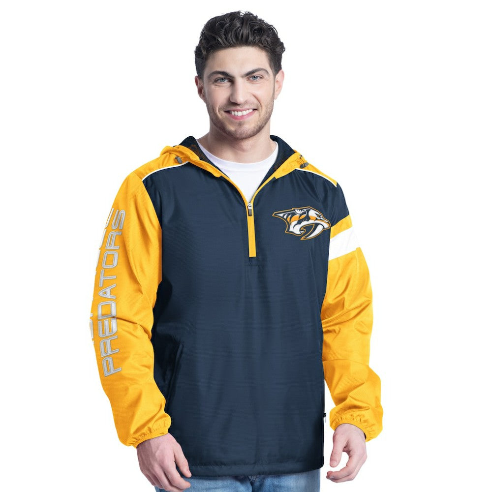Nashville Predators G-III Sports by Carl Banks Lateral Half-Zip Hoodie Jacket Navy/Gold