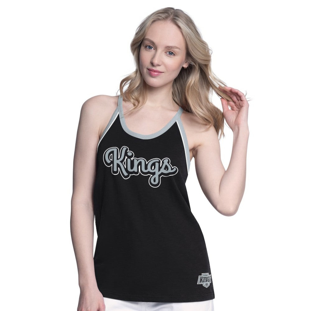 Los Angeles Kings G-III 4Her by Carl Banks Women's Curveball Racerback Scoop Neck Slub Tank Top Black