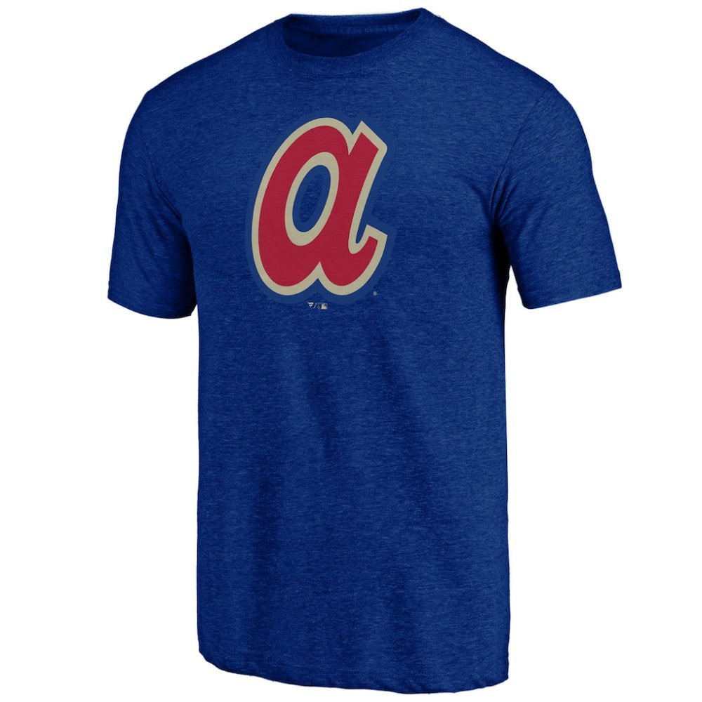 Atlanta Braves Cooperstown Official Logo Tri-Blend T-Shirt Royal