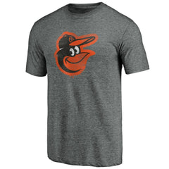 Baltimore Orioles Weathered Official Logo Tri-Blend T-Shirt Heather Gray