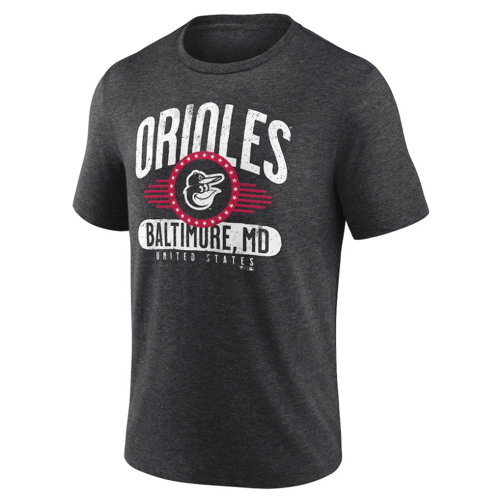Baltimore Orioles Badge of Honor Tri-Blend T-Shirt Charcoal