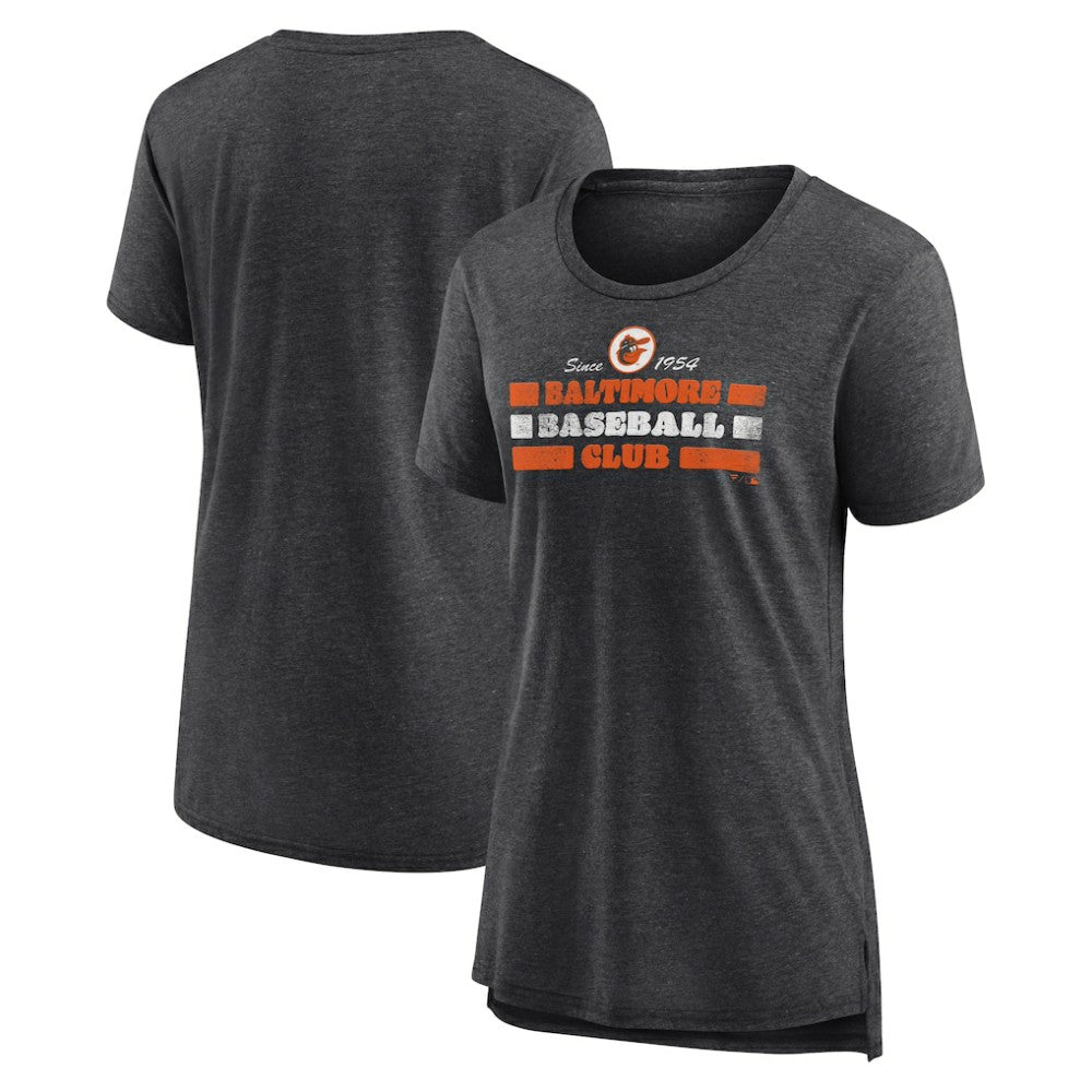 Baltimore Orioles Women's Power Swing Tri-Blend T-Shirt Gray