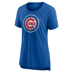 Chicago Cubs Women's Weathered Official Logo Tri-Blend T-Shirt Royal