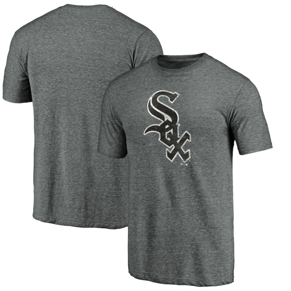 Chicago White Sox Weathered Official Logo Tri-Blend T-Shirt Heather Gray