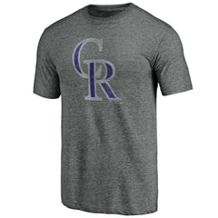 Colorado Rockies Weathered Official Logo Tri-Blend T-Shirt Heather Gray