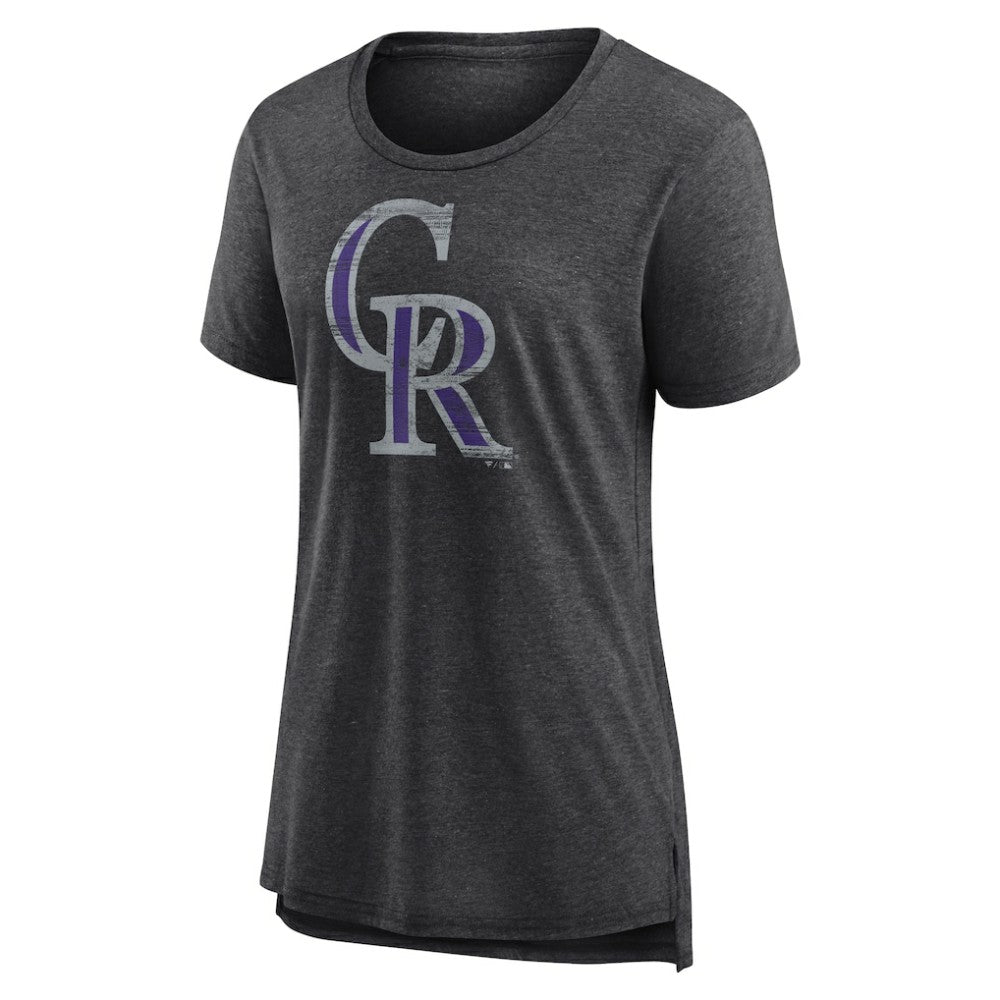 Colorado Rockies Women's Weathered Official Logo Tri-Blend T-Shirt Gray