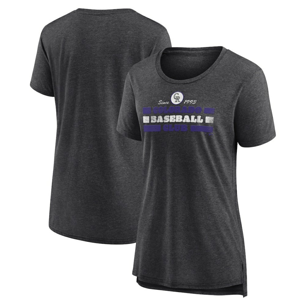 Colorado Rockies Women's Power Swing Tri-Blend T-Shirt Gray