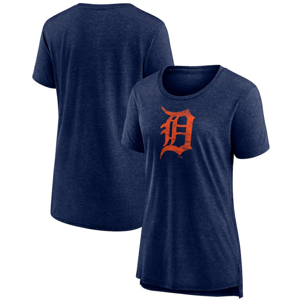 Detroit Tigers Women's Weathered Official Logo Tri-Blend T-Shirt Navy