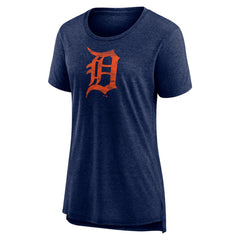 Detroit Tigers Women's Weathered Official Logo Tri-Blend T-Shirt Navy