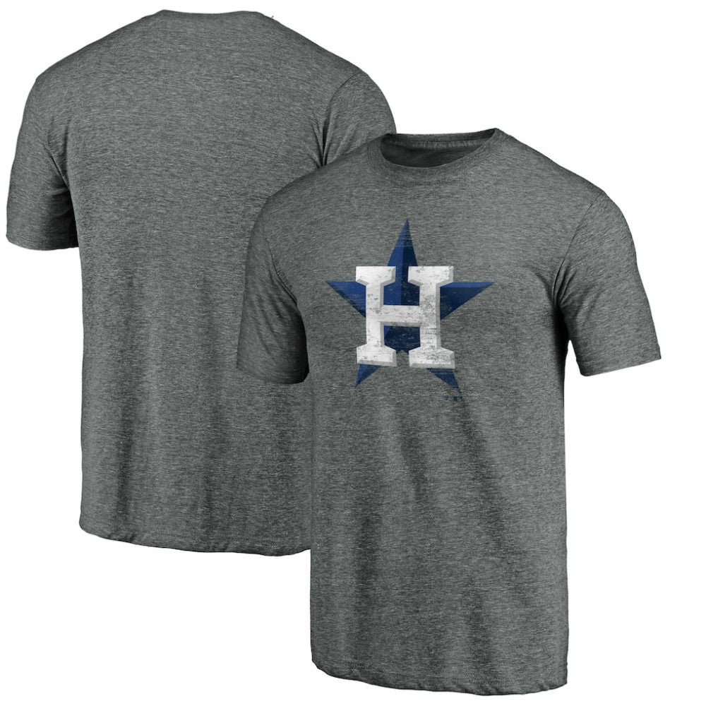 Houston Astros Weathered Official Logo Tri-Blend T-Shirt Heather Gray