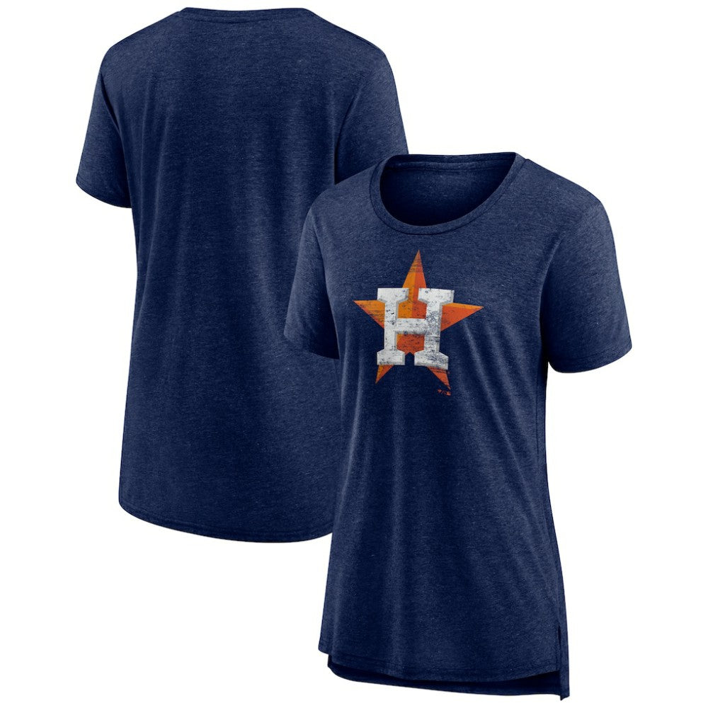 Houston Astros Women's Weathered Official Logo Tri-Blend T-Shirt Navy