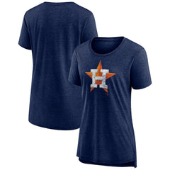 Houston Astros Women's Weathered Official Logo Tri-Blend T-Shirt Navy
