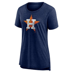 Houston Astros Women's Weathered Official Logo Tri-Blend T-Shirt Navy
