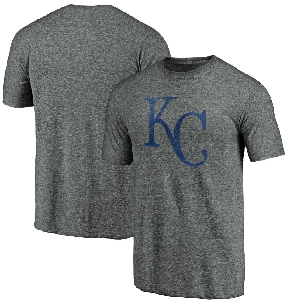 Kansas City Royals Weathered Official Logo Tri-Blend T-Shirt Heather Gray
