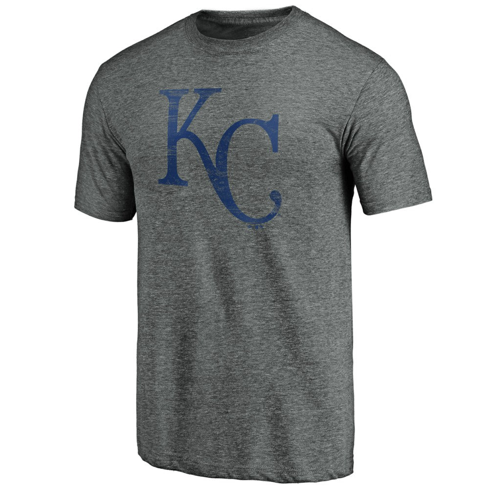 Kansas City Royals Weathered Official Logo Tri-Blend T-Shirt Heather Gray