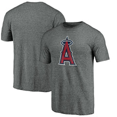 Los Angeles Angels Weathered Official Logo Tri-Blend T-Shirt Heather Gray
