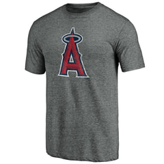 Los Angeles Angels Weathered Official Logo Tri-Blend T-Shirt Heather Gray