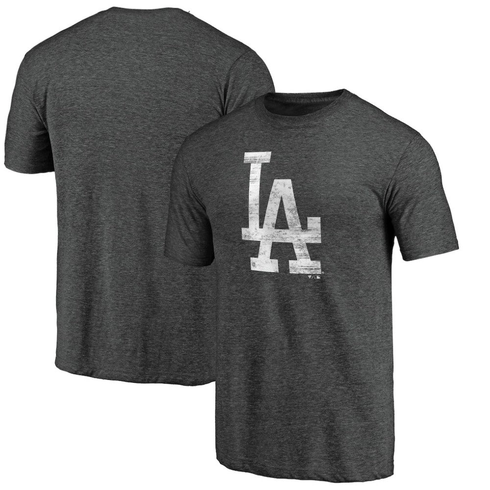 Los Angeles Dodgers Weathered Official Logo Tri-Blend T-Shirt Charcoal