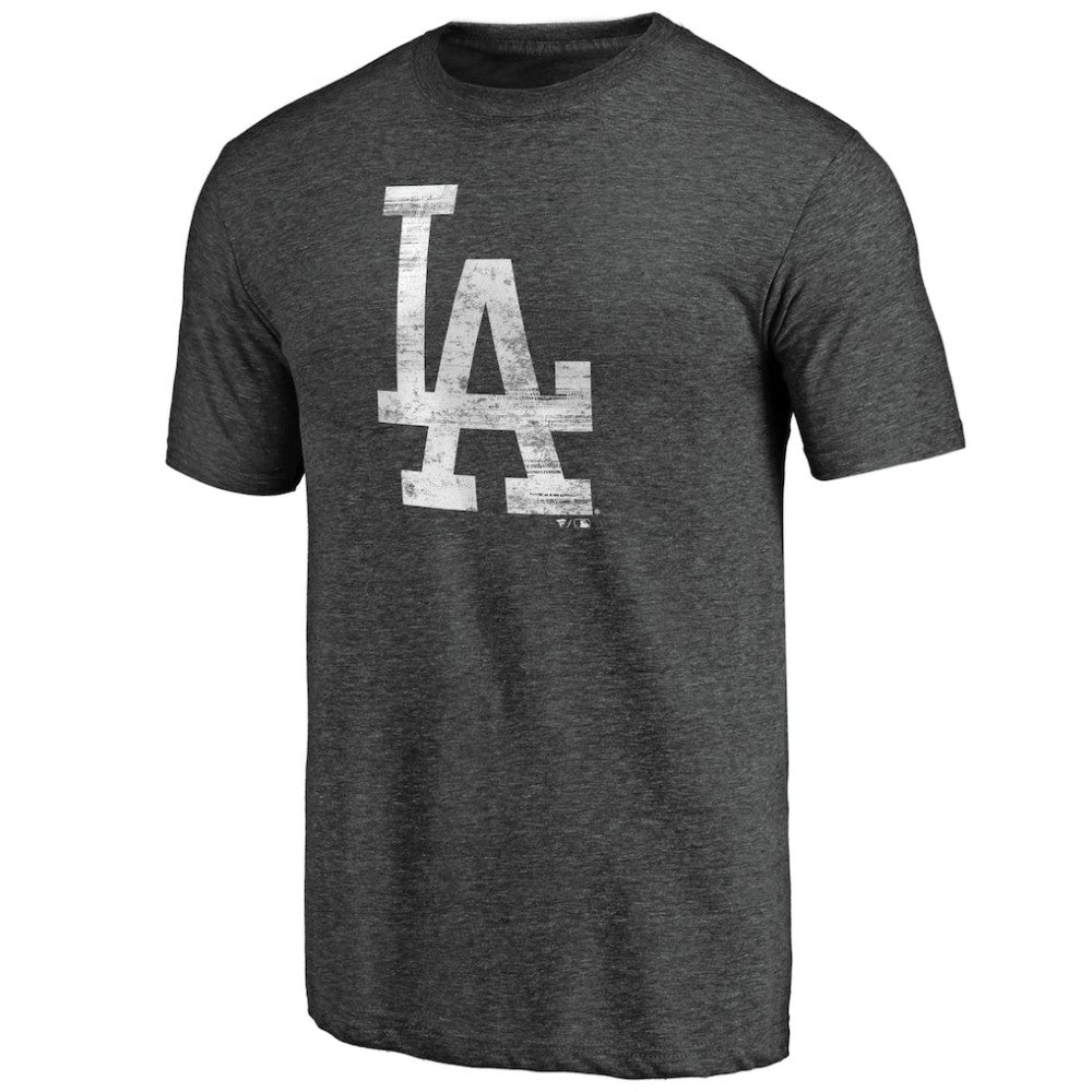 Los Angeles Dodgers Weathered Official Logo Tri-Blend T-Shirt Charcoal