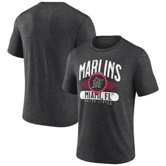 Miami Marlins Badge of Honor Tri-Blend T-Shirt Charcoal