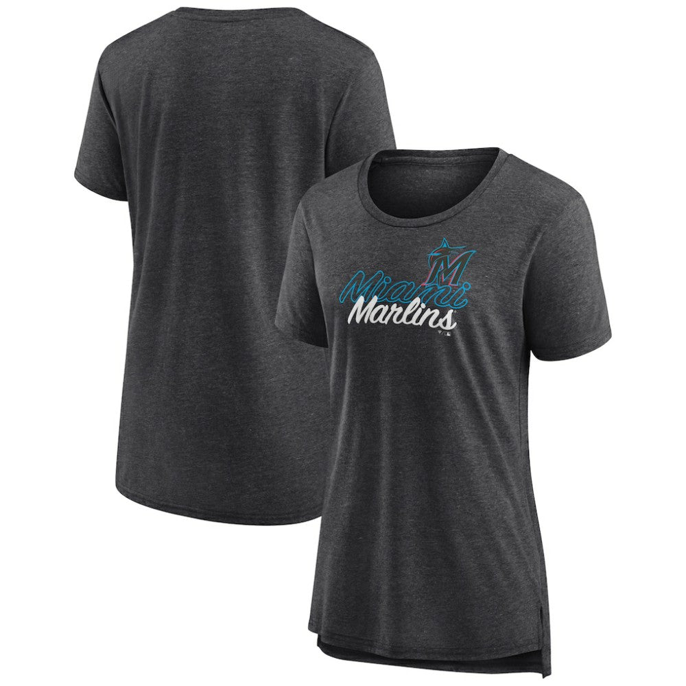 Miami Marlins Women's Practice Time Tri-Blend T-Shirt Gray