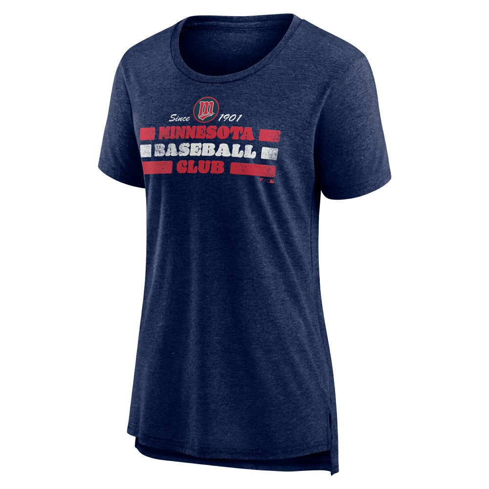Minnesota Twins Women's Power Swing Tri-Blend T-Shirt Navy