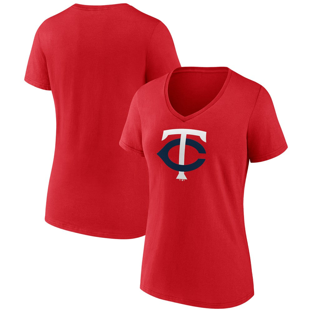 Minnesota Twins Women's Official Logo V-Neck T-Shirt Red