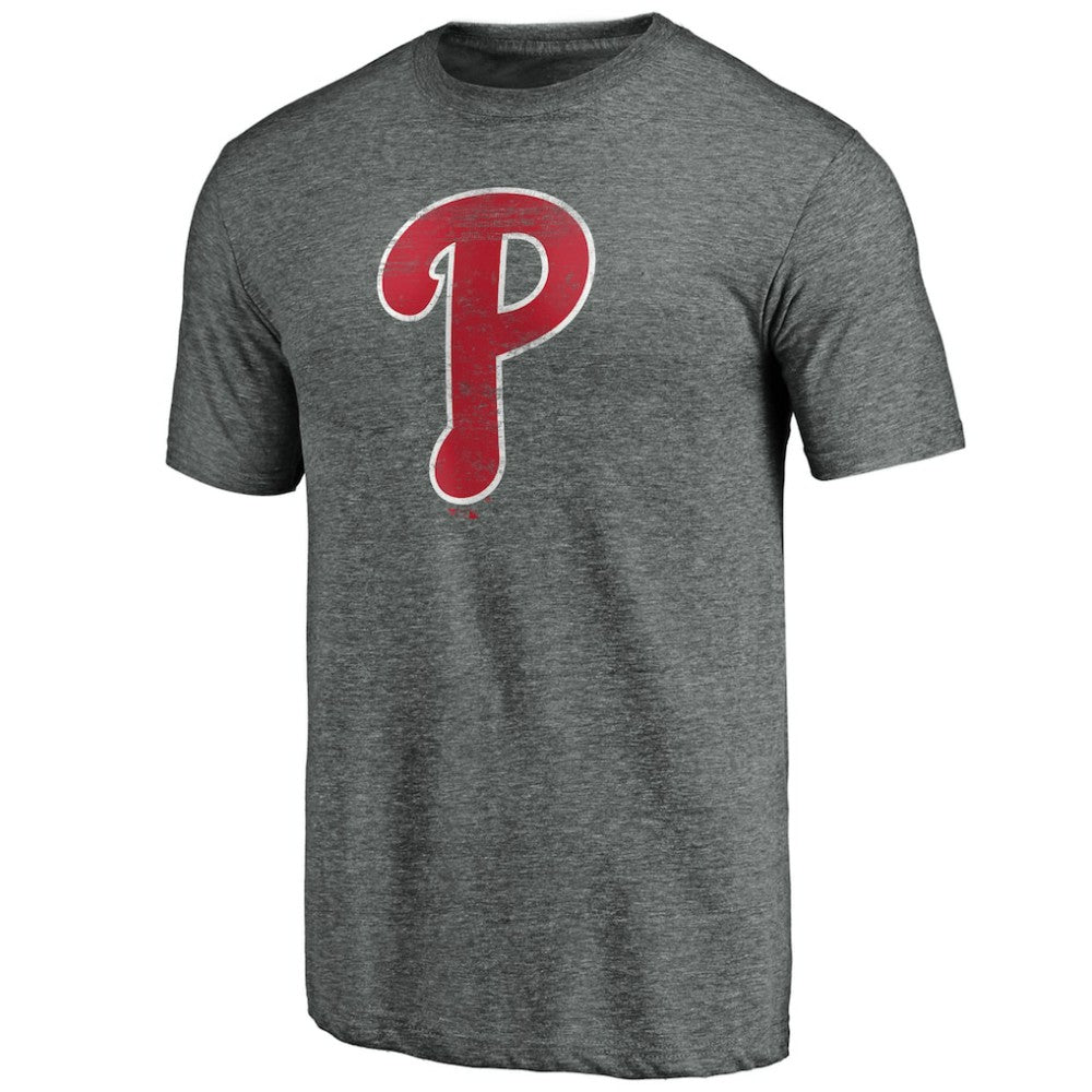 Philadelphia Phillies Weathered Official Logo Tri-Blend T-Shirt Heather Gray