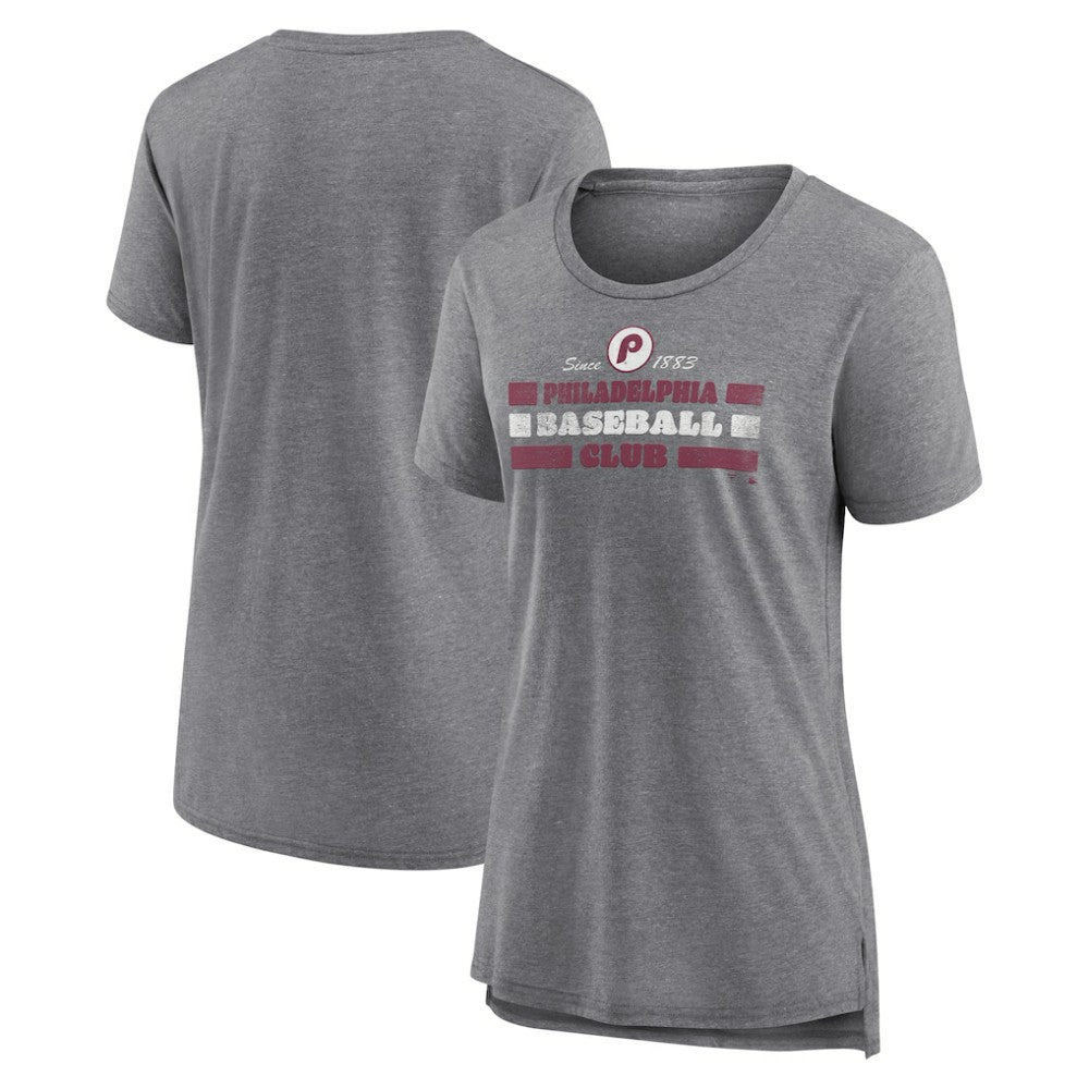 Philadelphia Phillies Women's Power Swing Tri-Blend T-Shirt Gray