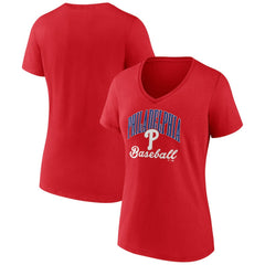 Philadelphia Phillies Women's Victory Script V-Neck T-Shirt Red